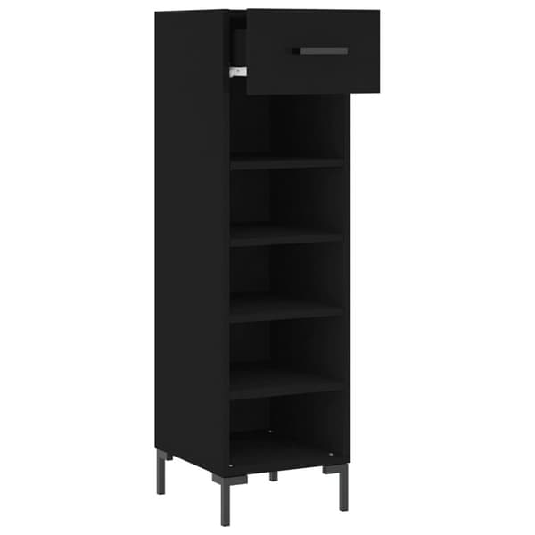 The Living Store skoskab 30x35x105 cm konstrueret træ sort - Skabe & opbevaring