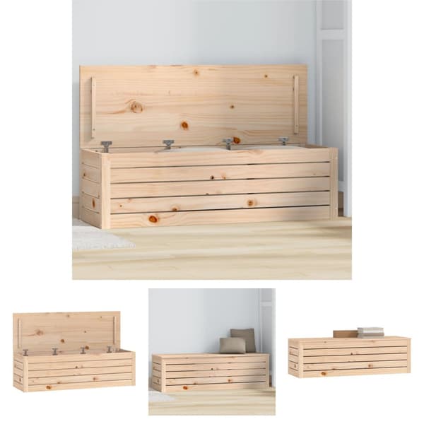 The Living Store opbevaringskasse 109x36,5x33 cm massivt fyrretræ -  Skabe & opbevaring