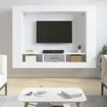 Miniatyrbillede 2 af 10: Skabe & opbevaring - Living tv-møbel 152x22x113 cm konstrueret træ hvid
