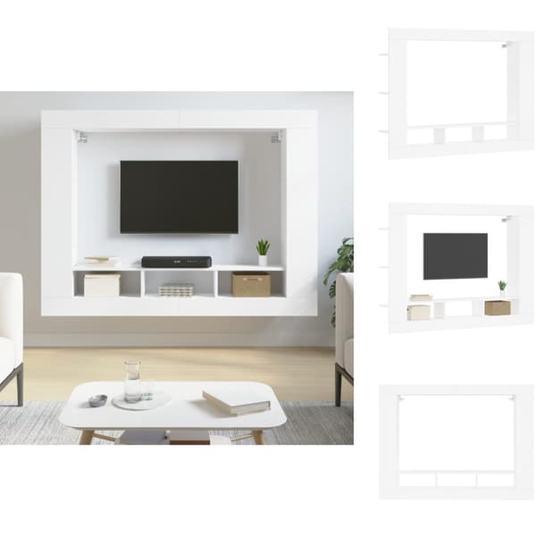 Skabe & opbevaring - Living tv-møbel 152x22x113 cm konstrueret træ hvid