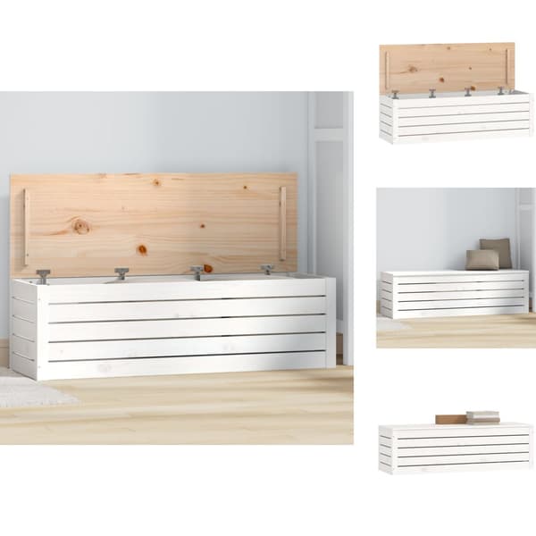 Skabe & opbevaring - Living opbevaringskasse 109x36,5x33 cm massivt fyrretræ hvid
