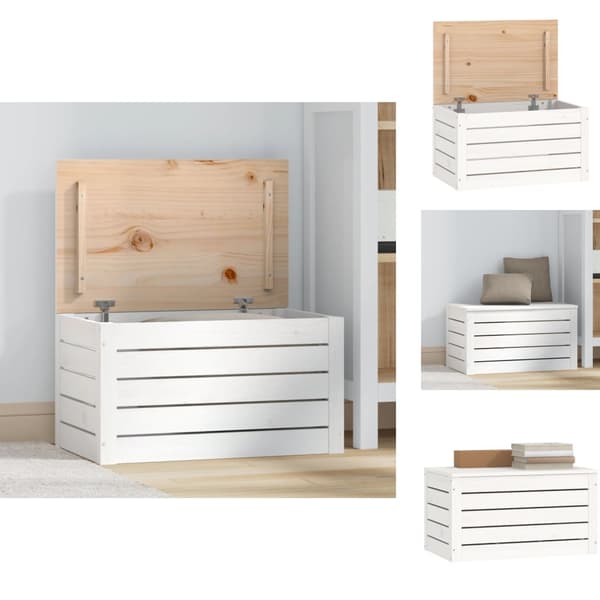 Skabe & opbevaring - Living opbevaringskasse 59,5x36,5x33 cm massivt fyrretræ hvid
