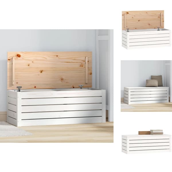 Skabe & opbevaring - Living opbevaringskasse 89x36,5x33 cm massivt fyrretræ hvid