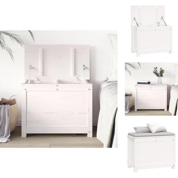 Skabe & opbevaring - Living opbevaringskasse 60x32x45,5 cm massivt fyrretræ hvid