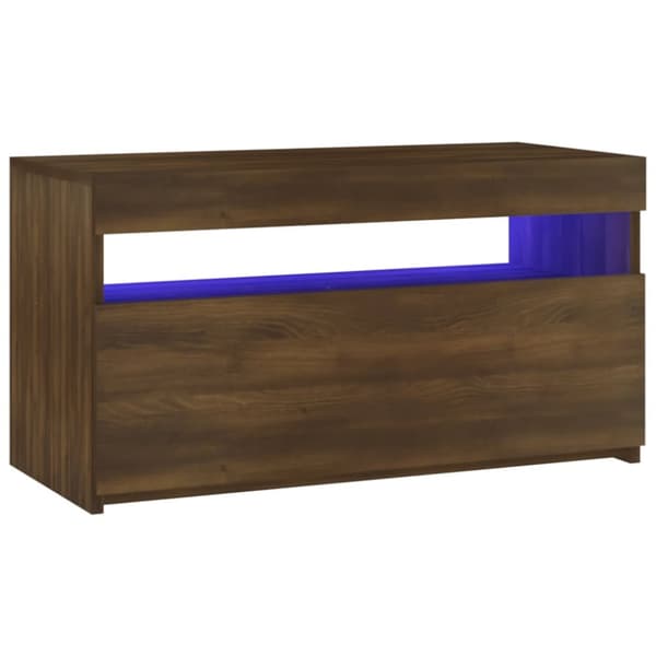 Tv-bänk med LED-belysning brun ek 75x35x40 cm