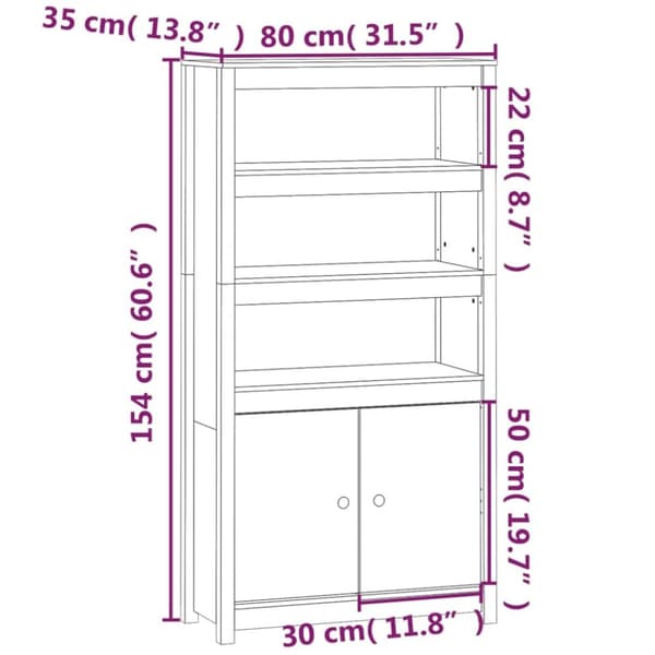 Förvaringshylla 80x35x154 cm massiv furu