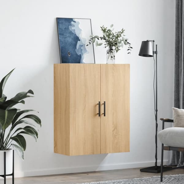 væghængt skab 69,5x34x90 cm konstrueret træ sonoma-eg