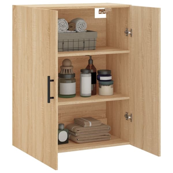væghængt skab 69,5x34x90 cm konstrueret træ sonoma-eg