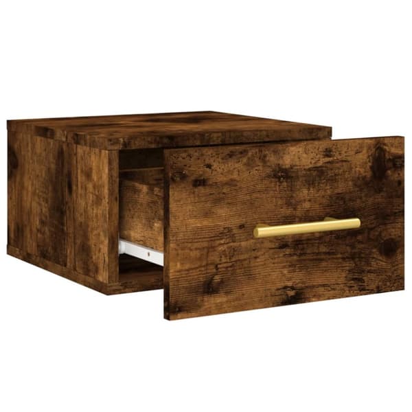 væghængt sengebord 35x35x20 cm røget egetræsfarve