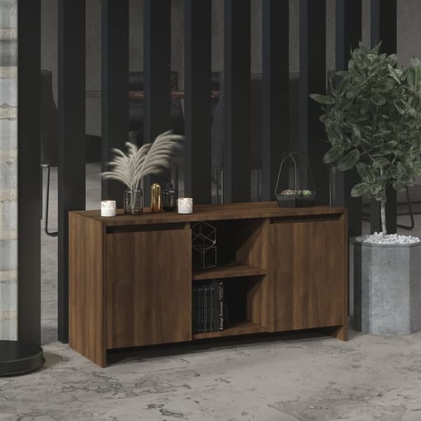 tv-bord 102x37,5x52,5 cm spånplade brun egetræsfarve