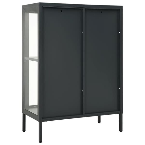 skænk 75x35x105 cm stål og glas antracitgrå