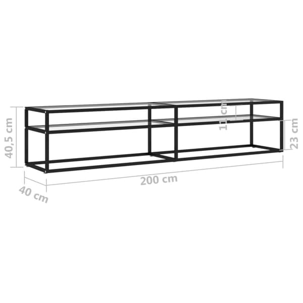 tv-bord 200x40x40,5 cm hærdet glas transparent