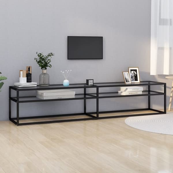 tv-bord 200x40x40,5 cm hærdet glas transparent