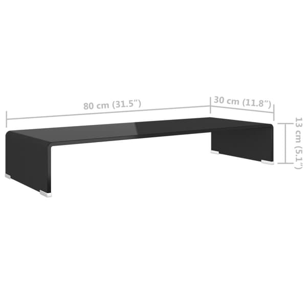TV-stander/monitorstand sort glas 80x30x13 cm