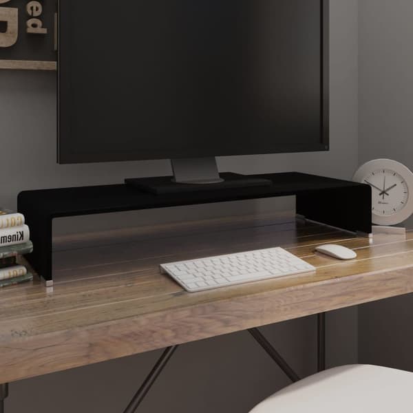 TV-stander/monitorstand sort glas 80x30x13 cm