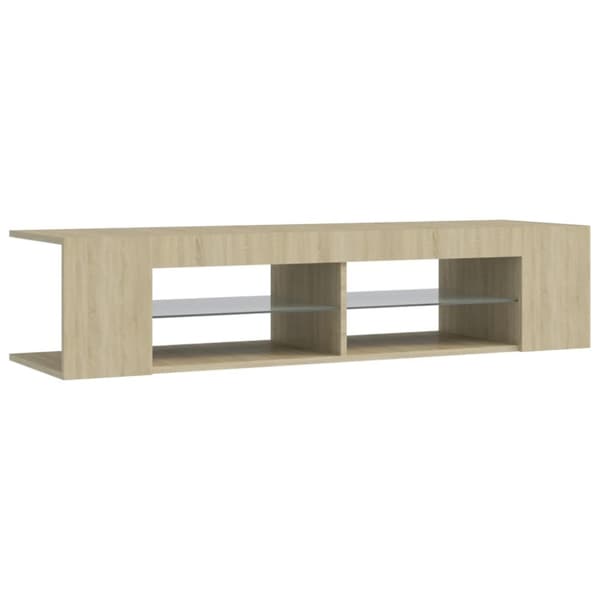 tv-bord med LED-lys 135x39x30 cm sonoma-eg