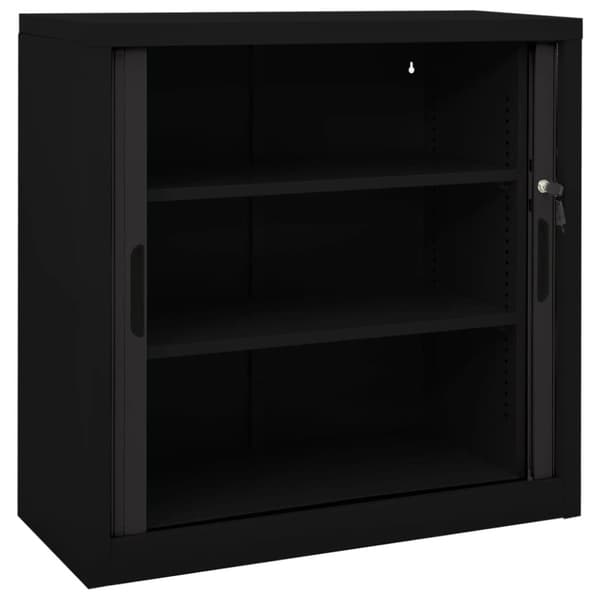 Skåp med skjutdörr svart 90x40x90 cm stål