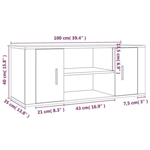 TV-taso Sonoma-tammi 100x35x40 cm tekninen puu