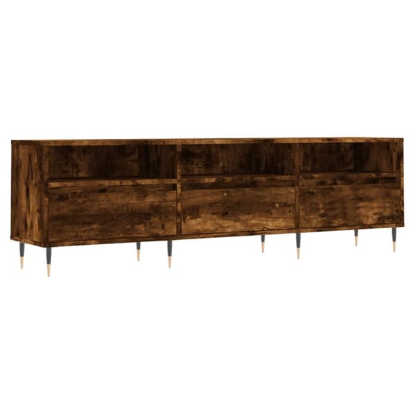 Tv-bänk rökfärgad ek 150x30x44,5 cm konstruerat trä