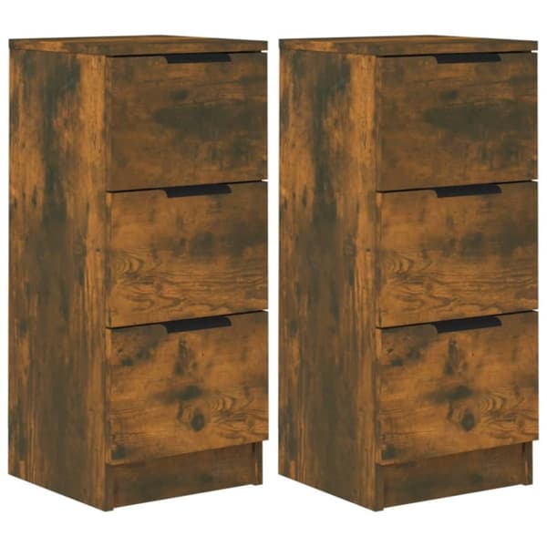 skænke 2 stk. 30x30x70 cm konstrueret træ røget egetræ