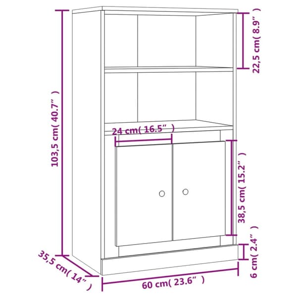 skænk 60x35,5x103,5 cm konstrueret træ grå sonoma-eg