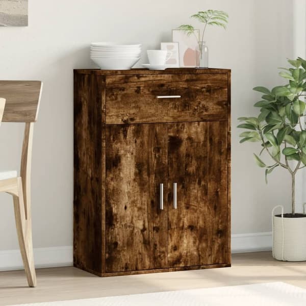 skænk 60x30x84 cm konstrueret træ røget egetræsfarve