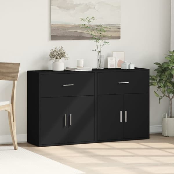 skænke 2 stk. 60x31x70 cm konstrueret træ sort