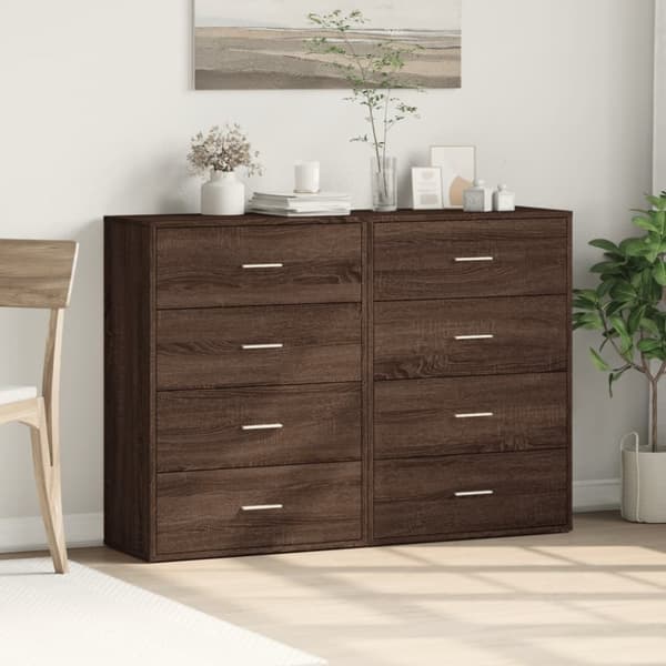kommoder 2 stk. 60x31x84 cm konstrueret træ brun egetræsfarve