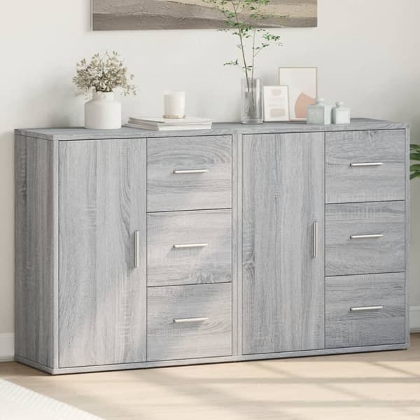 skænke 2 stk. 60x31x70 cm konstrueret træ grå sonoma-eg