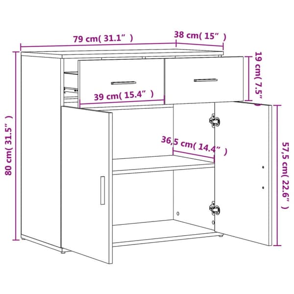 Senkit 2 kpl savutammi 79x38x80 cm tekninen puu