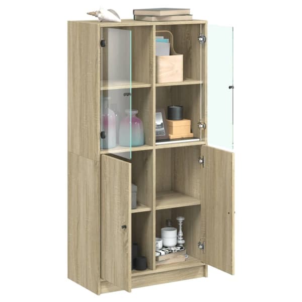 skab med låger 68x37x142 cm konstrueret træ sonoma-eg