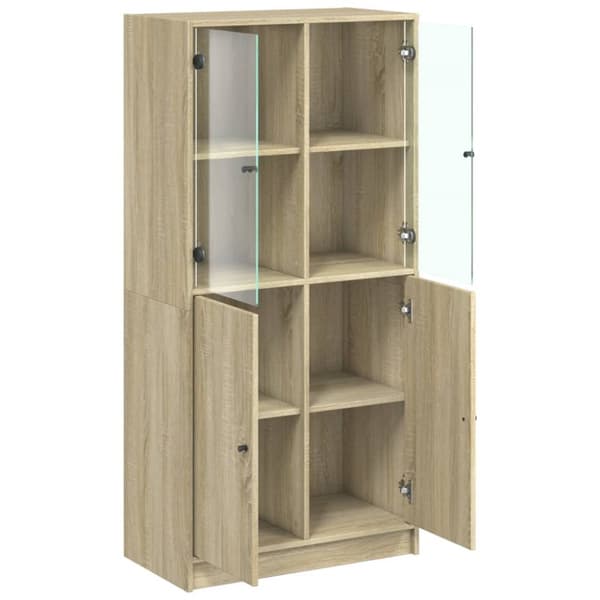 skab med låger 68x37x142 cm konstrueret træ sonoma-eg