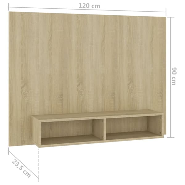 TV-taso seinälle Sonoma-tammi 120x23,5x90 cm lastulevy