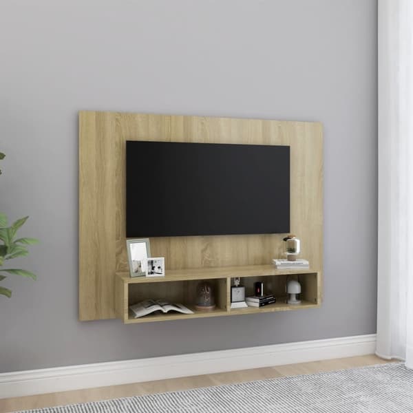 TV-taso seinälle Sonoma-tammi 120x23,5x90 cm lastulevy