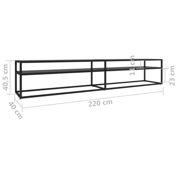 TV-taso musta 220x40x40,5 cm karkaistu lasi