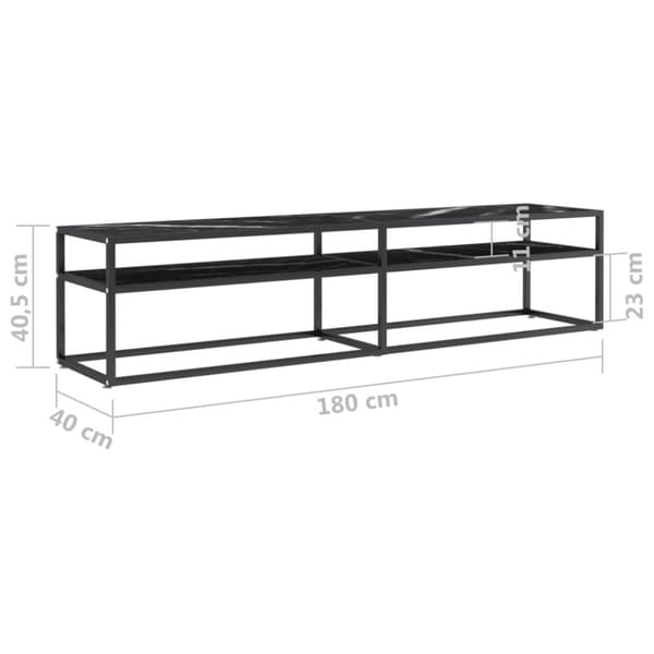 Tv-bänk svart marmor 180x40x40,5 cm härdat glas