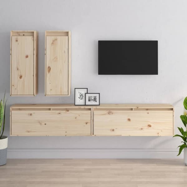 tv-skabe 4 dele massivt fyrretræ