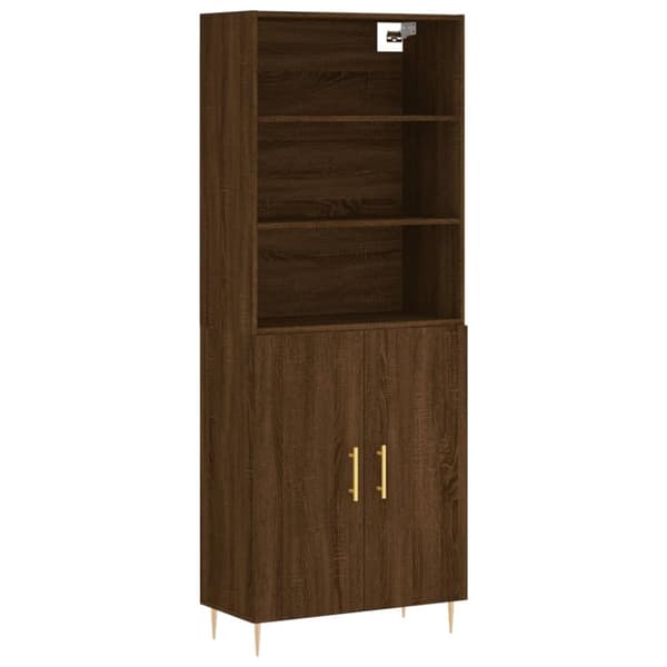 højskab 69,5x34x180 cm konstrueret træ brun egetræsfarve