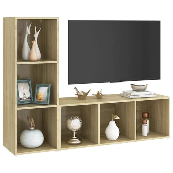 TV-skåp 2 delar sonoma-ek 107x35x37 cm konstruerat trä