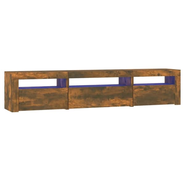 Tv-bänk med LED-belysning Rökfärgad ek 195x35x40 cm