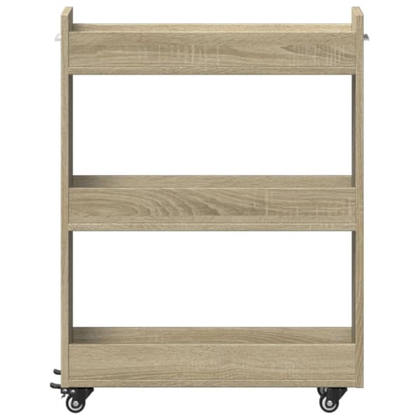 skab med hjul 60x22x79 cm konstrueret træ sonoma-eg