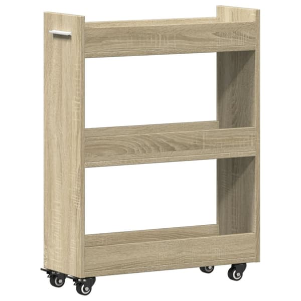 skab med hjul 60x22x79 cm konstrueret træ sonoma-eg