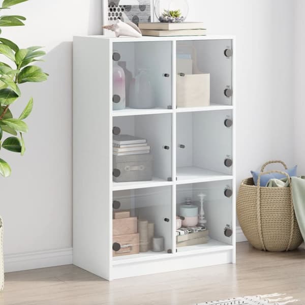 Skåp med dörrar vit 68x37x109 cm konstruerat trä