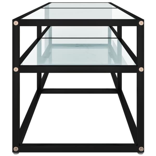 tv-bord 140x40x40,5 cm hærdet glas marmoreffekt hvid