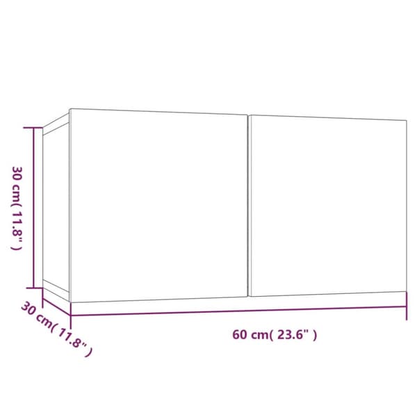væghængt tv-bord 60x30x30 cm konstrueret træ brun egetræ