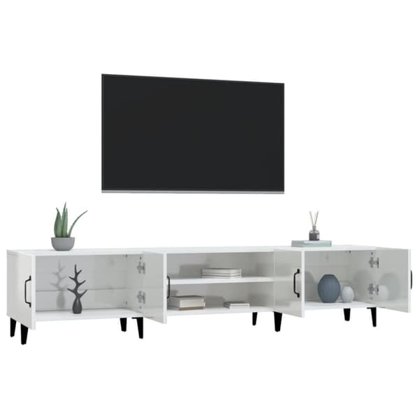 TV-taso korkeakiilto valkoinen 180x31,5x40 cm tekninen puu
