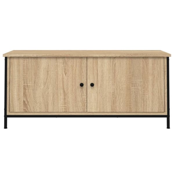 Tv-bänk med dörrar sonoma-ek 102x35x45 cm konstruerat trä