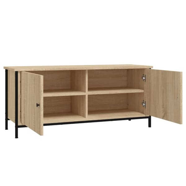 Tv-bänk med dörrar sonoma-ek 102x35x45 cm konstruerat trä