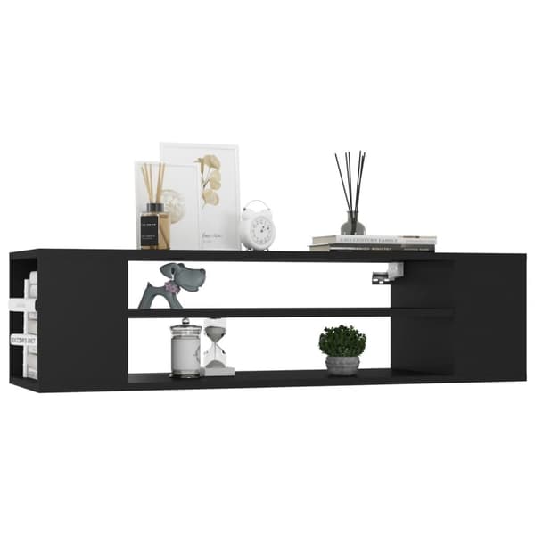 Väggmonterad tv-bänk svart 100x30x26,5 cm konstruerat trä