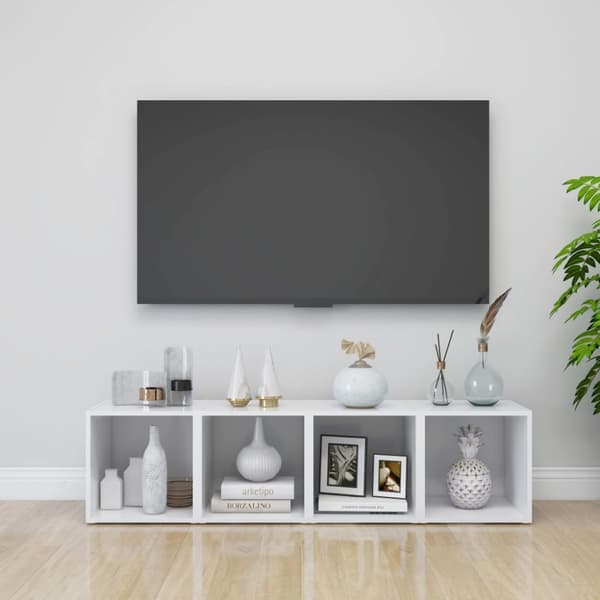 tv-bord 37x35x37 cm konstrueret træ hvid